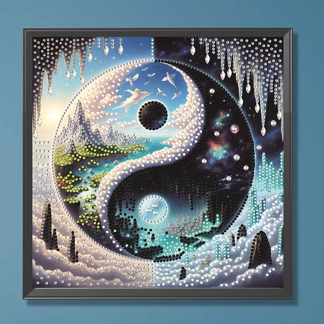 Scenery Yin Yang Bagua Special Shaped 5D DIY Partial Drill Diamond Painting Kits for Adults Beginners Home Decor Diamonds Paintings Gem Art 30x30cm