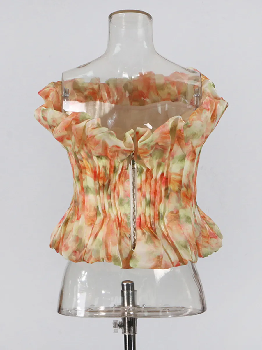 Brownm Sweet Wind Top 2025 Spring New Fresh And Comfortable Casual Fashion With A Word Shoulder Wood Ear To Wipe The Breast