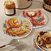 4Pcs Wooden Phoenix DIY Diamond Painting Placemats with Holder for Home Decor