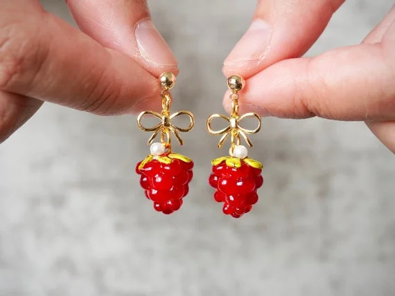 Raspberry Earrings Cute Fruit Earrings