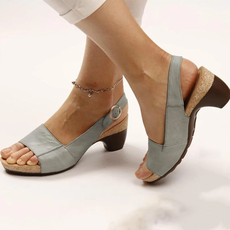 2022 Women's Gladiator Sandals Buckle Strap Woman Chunky Heels Peep Toe Ladies Casual Shoes Female Summer Autumn Fashion Sandals
