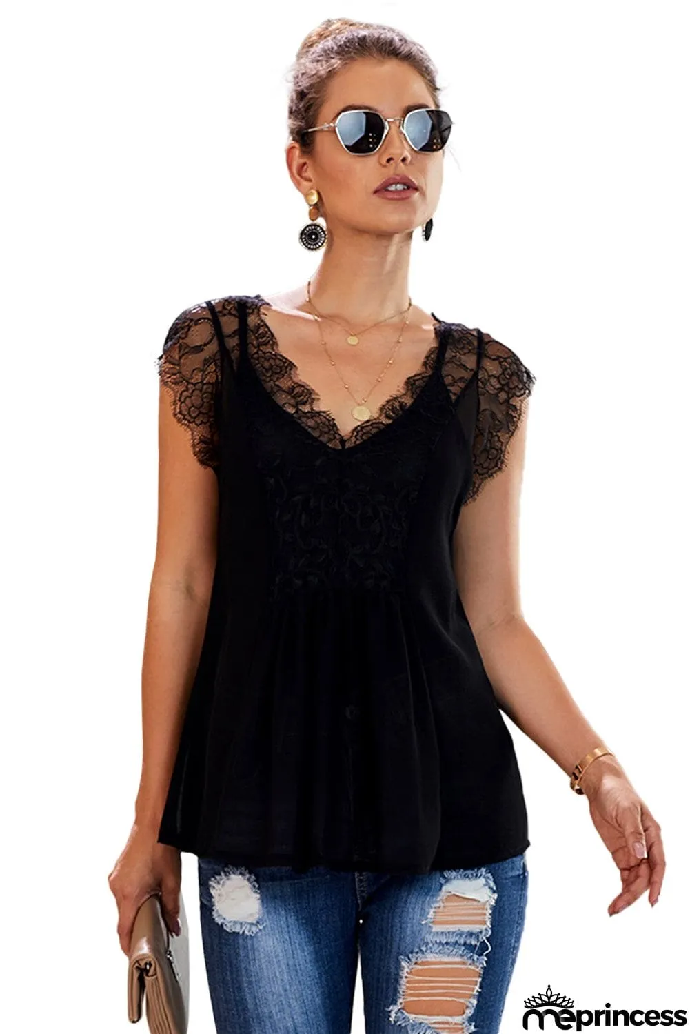 From A Dream Lace Tank Top with Vest