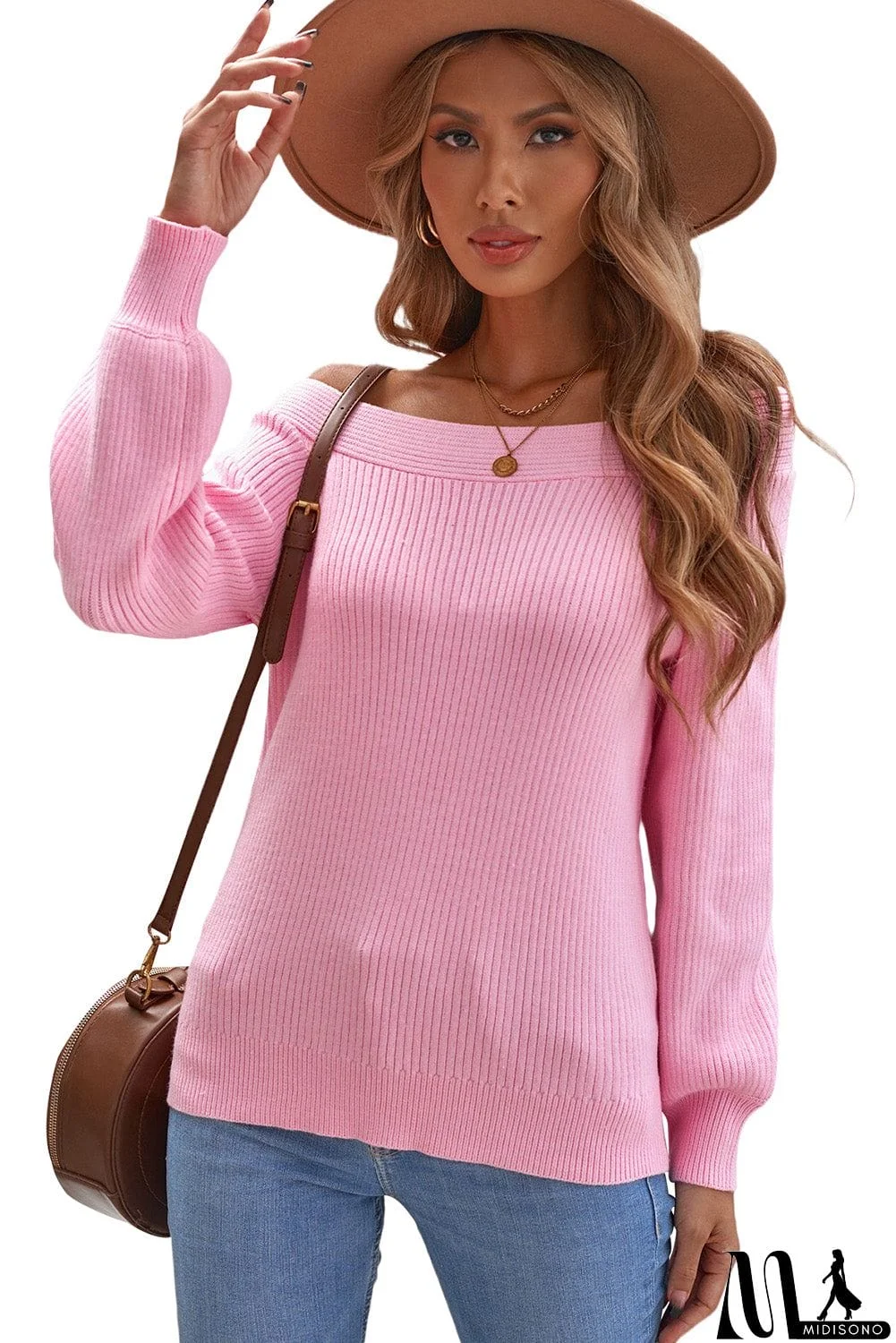 MidiSono - Off The Shoulder Sweater