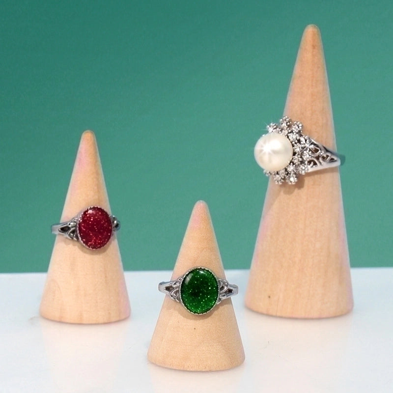 Minimalist Conical Solid Wood Ring Stand Jewelry Rack