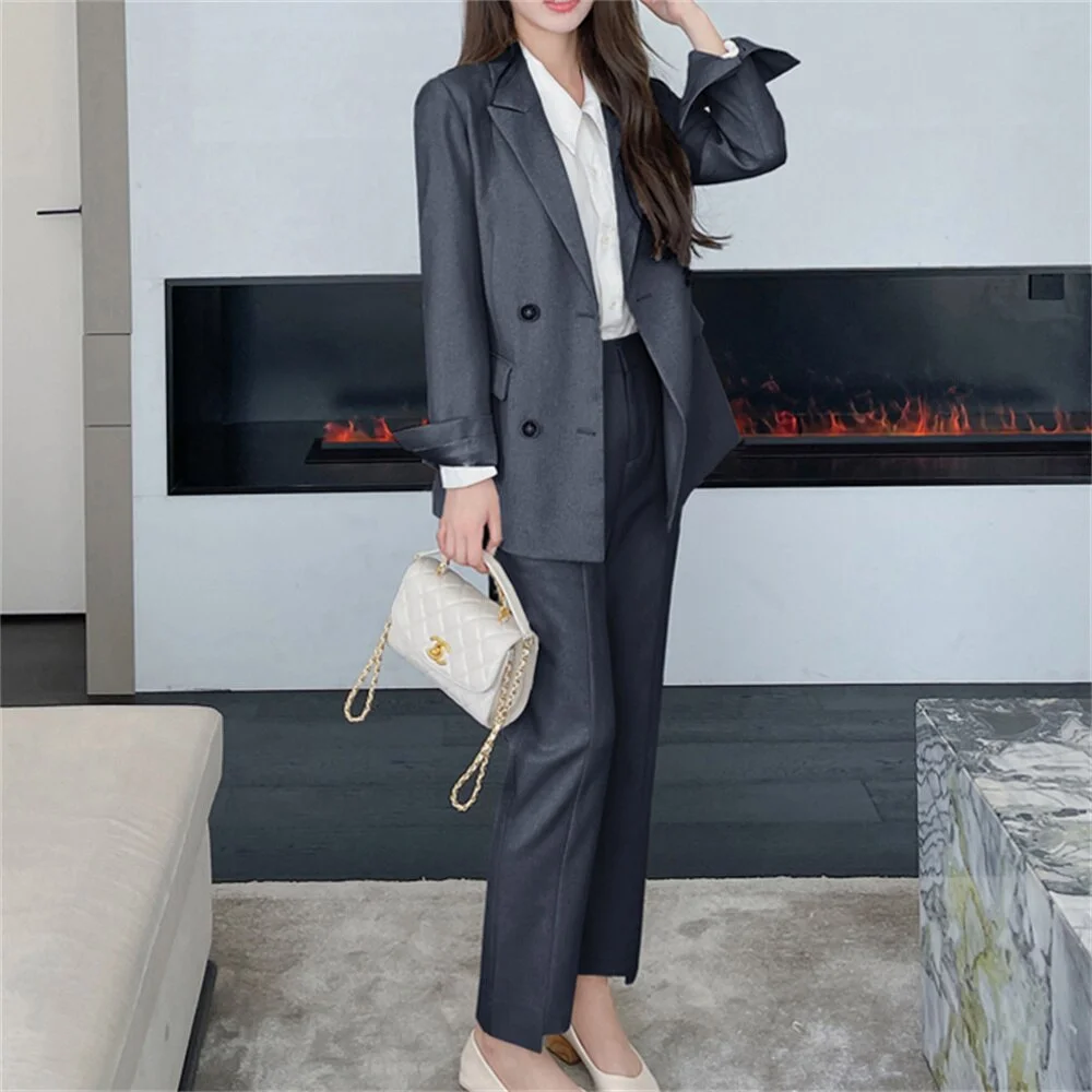 Jangj Alien Kitty Classic Office Lady Women Two Pieces Suits Slim 2022 Spring Formal Work Wear Fashion Streetwear New Solid Sets