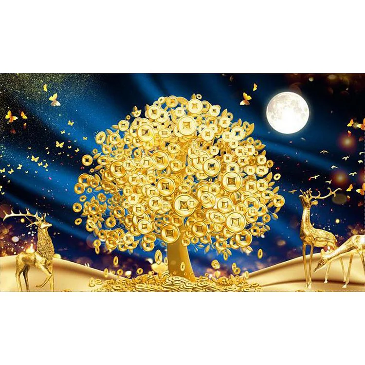 Money Tree - Full Round Drill Diamond Painting - 50x30cm(Canvas)