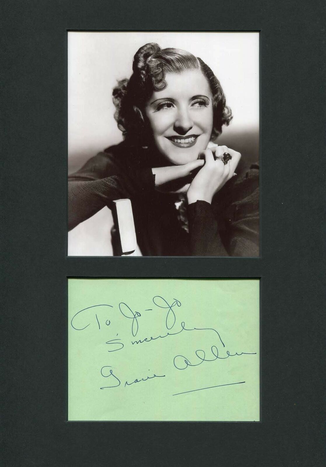 COMEDIAN Gracie Allen autograph, signed album page mounted