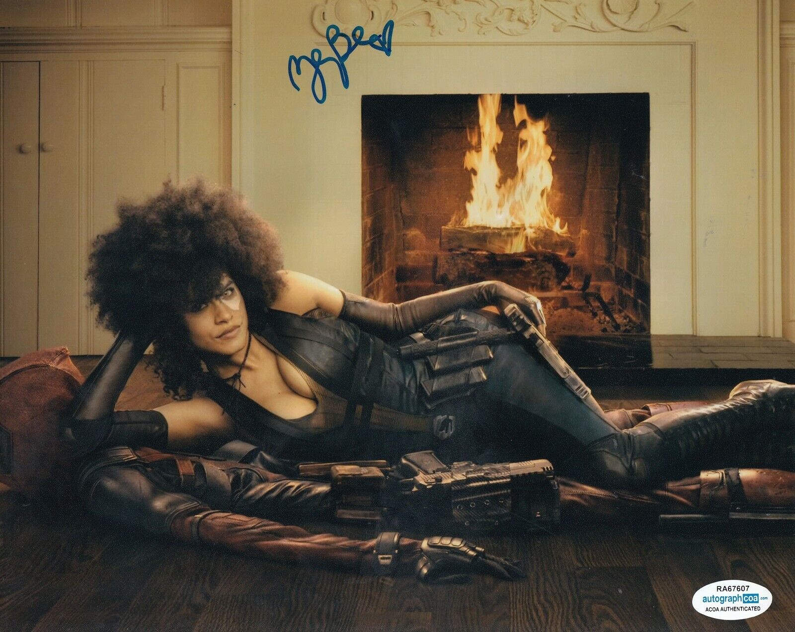 ZAZIE BEETZ signed (DEADPOOL) 8X10 *Domino* PROOF Photo Poster painting ACOA Authenticated #3