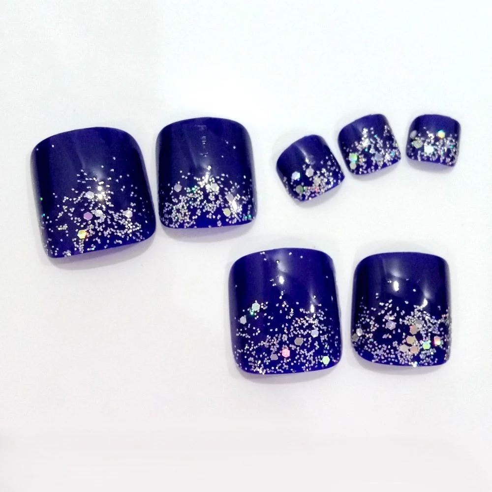 24Pcs Shiny Red Flower Fake Toe Nails With Design Artificial Press On False Toenails Tips DIY Lady Foot Manicure Tools-Nail Inspo