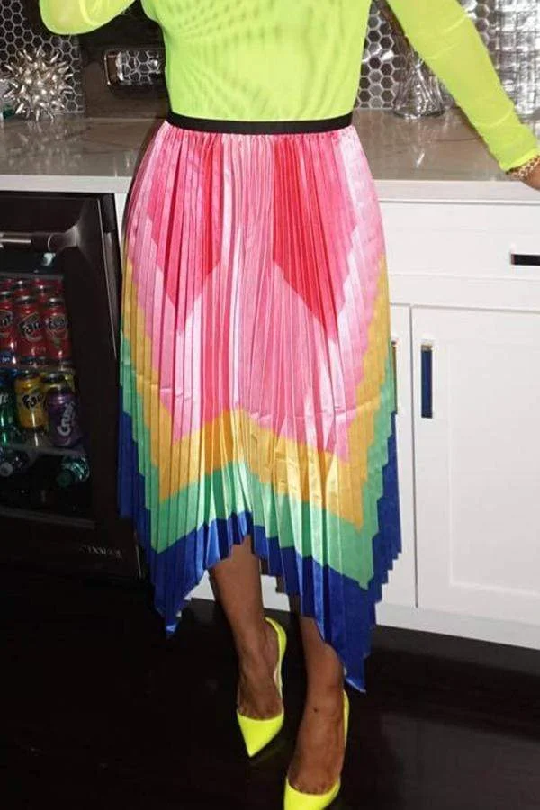 Stylish Printed Asymmetrical Ankle Length Skirt