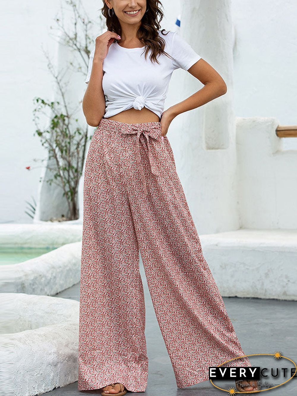 Casual Wrap High Waist Loose Palazzo Pants