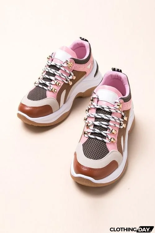 Chunky Platform Round Toe Lace-Up Sneakers