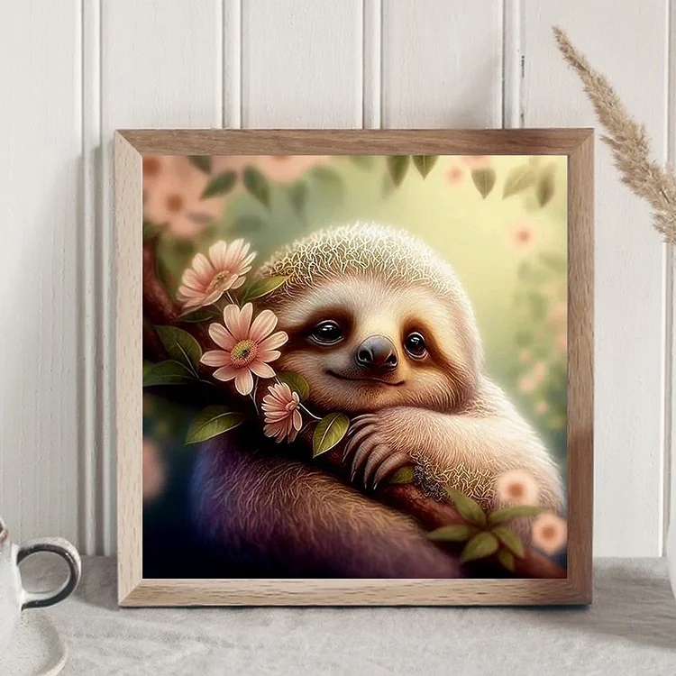 5D Diamond Painting Cute Sloth in a Cup Kit