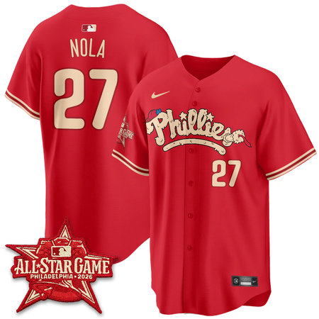 Men's Philadelphia Phillies #27 Aaron Nola Red 2026 MLB All-Star Jersey URDR