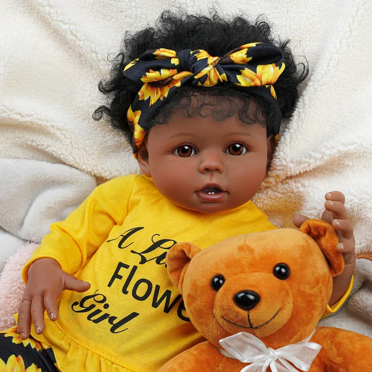 Babeside 20" Charming Reborn Baby Doll African American Infant Girl Chrysanthemum Suit Bessie