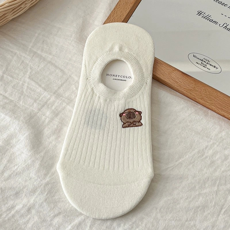 Socks Women’s Mid-tube Socks Cotton Socks Spring And Summer Sweat-absorbent Sports Cotton Socks White Women’s Socks Embroidered Kabibala Tide Socks