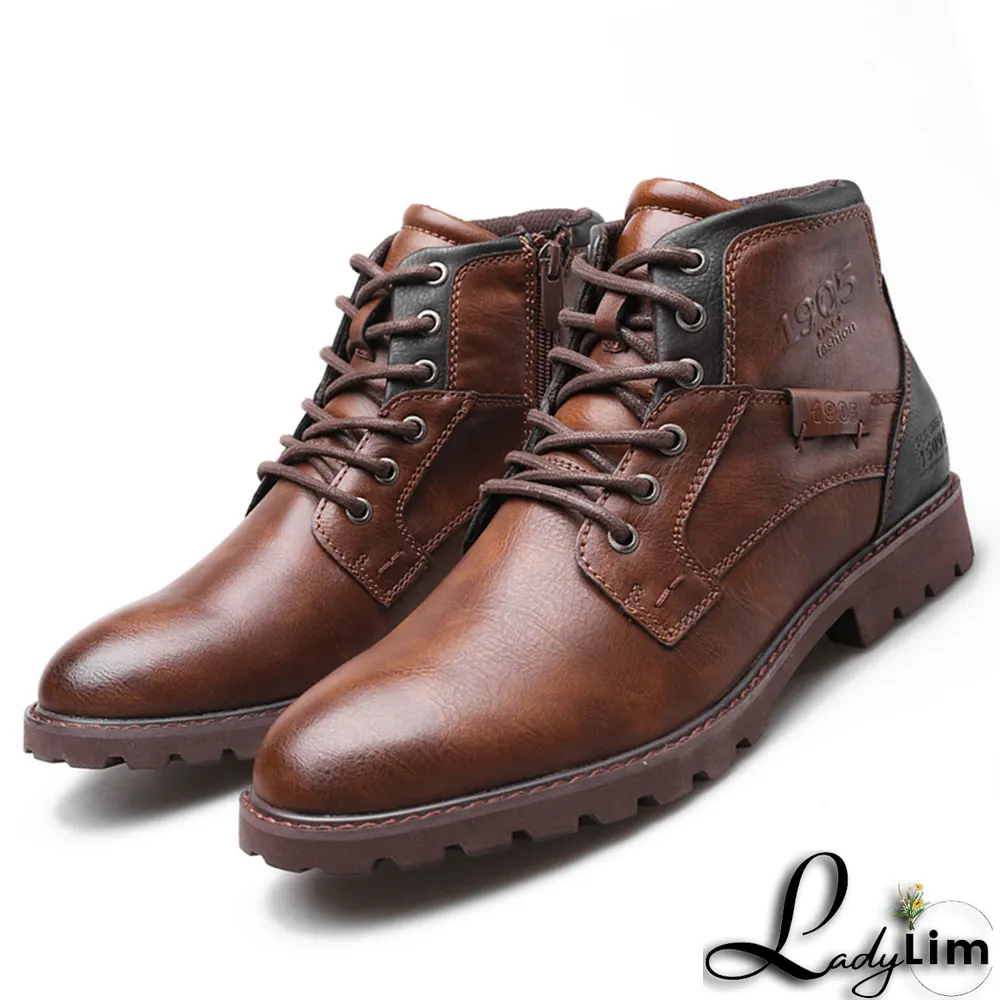 Black Vintage Split Joint Cross Straps Round Leather Shoes