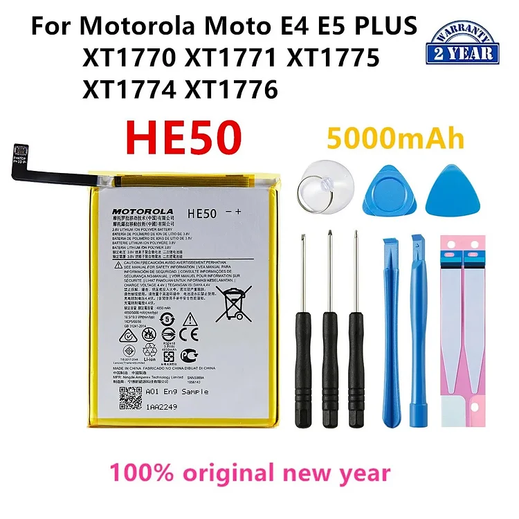 100% Original HE50 5000mAh Battery For Motorola Moto E4 PLUS/ E5 PLUS XT1770 XT1771 XT1775 XT1774 XT1776 +Tools