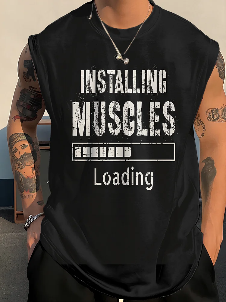 Men's Installing Muscles Loading Print Workout Tank Top