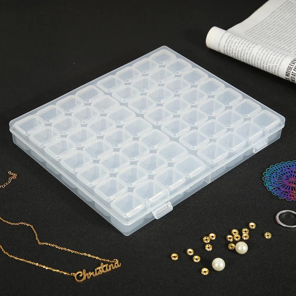 56 Grids Beads Storage Box for Nail Art Jewelry Case Holder (Transparent)