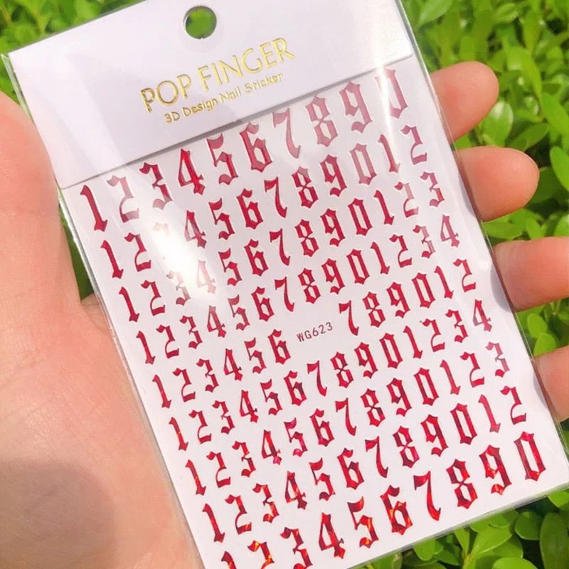 1PC 3D Nail Stickers Black Glitter Silver Star Self-Adhesive Slider Letters Nail Art Decorations Decals Manicure Accessories-Nail Inspo