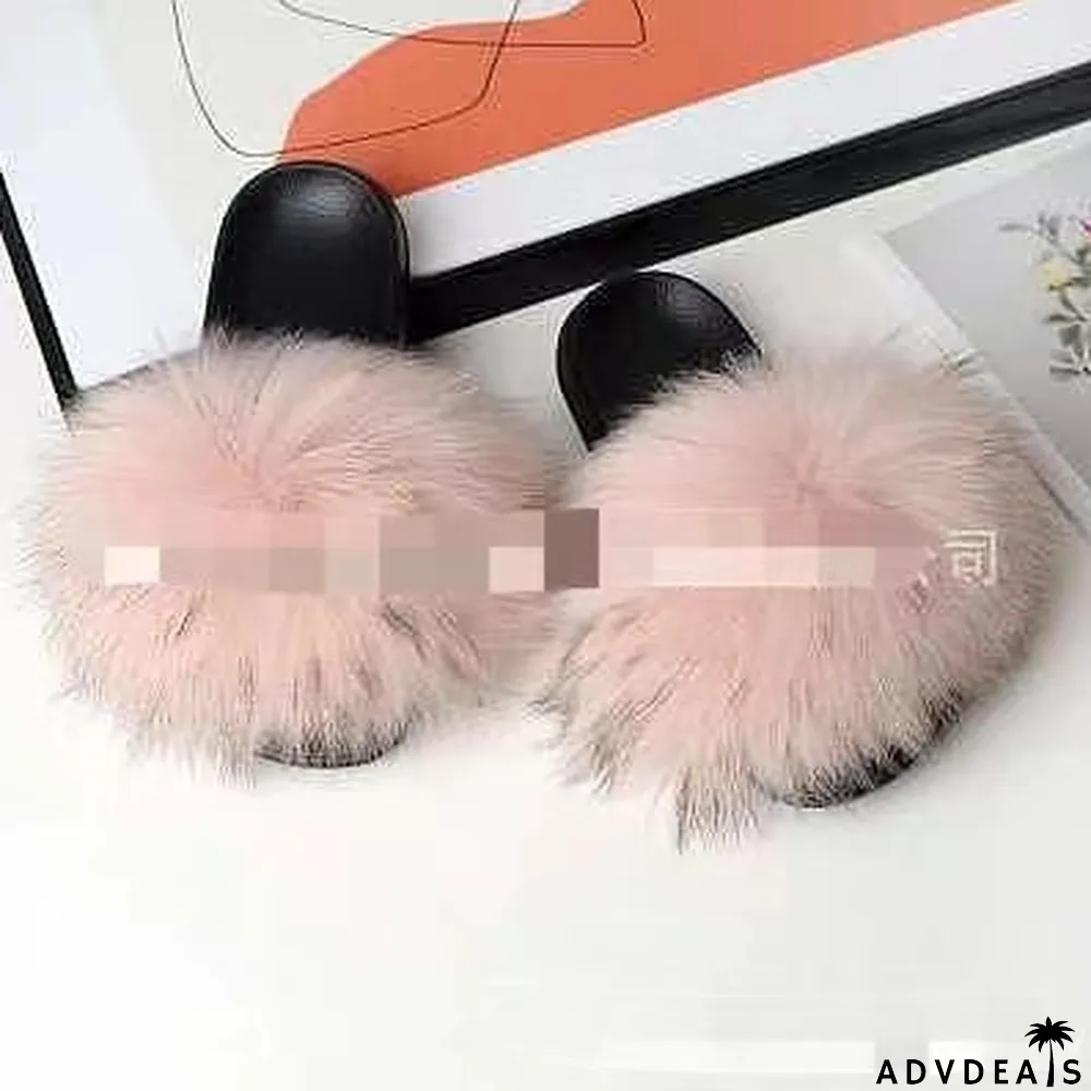 Furry Slippers Flat Half-drag Slippers