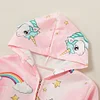 Kid Girl Unicorn Rainbow Print Allover Hooded Coat