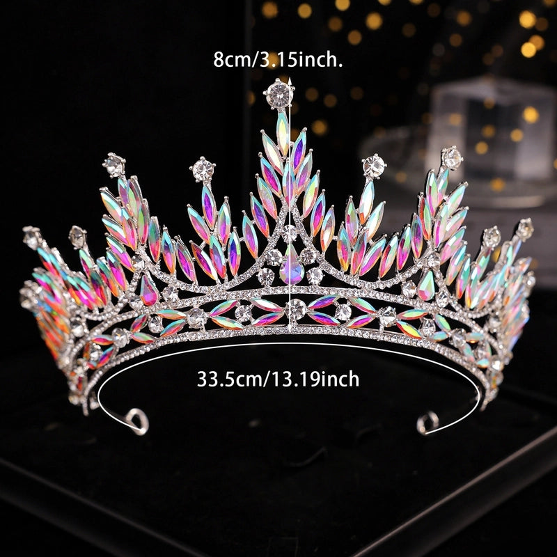 Elegant Luxurious Women’s Multicolor Alloy Inlay Rhinestones Crown