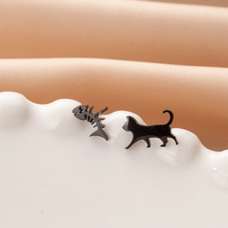 1 Pair Cute Minimalist Dog Cat Flower Polishing Hollow Out 304 Stainless Steel 18K Gold Plated Ear Studs