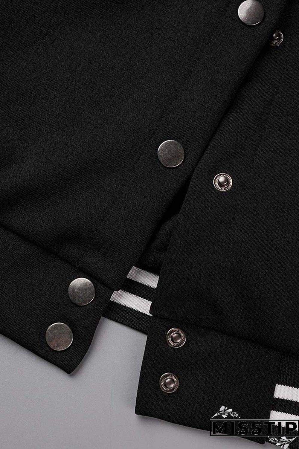 Black Fashion Casual Patchwork Embroidered Letter Outerwear