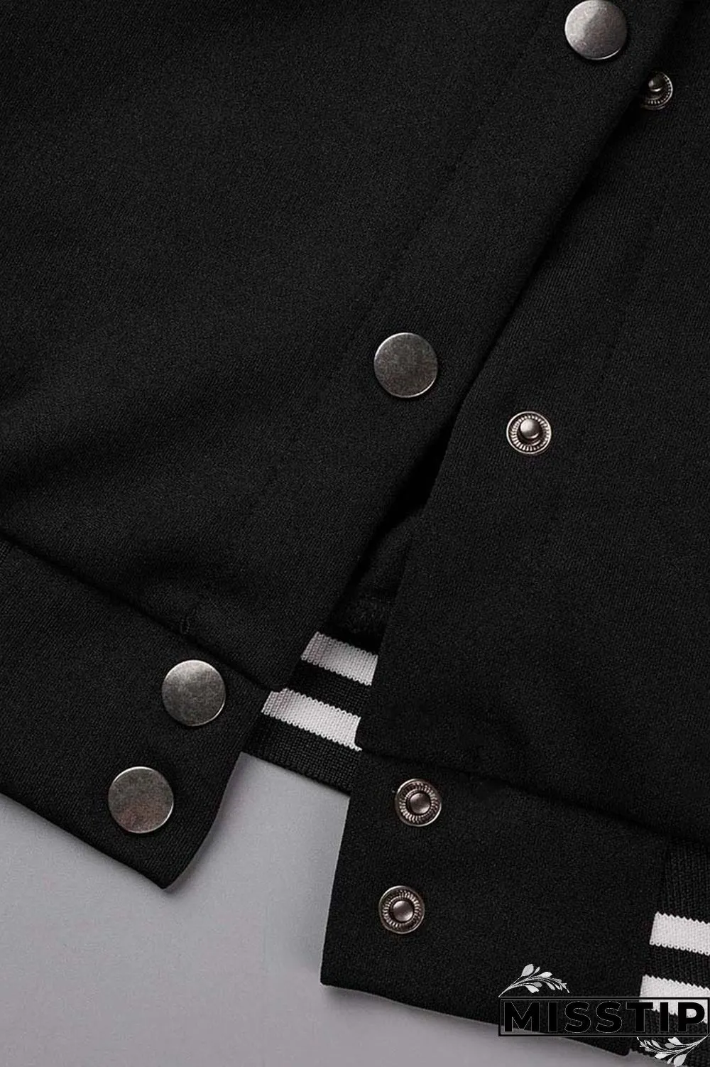 Black Fashion Casual Patchwork Embroidered Letter Outerwear