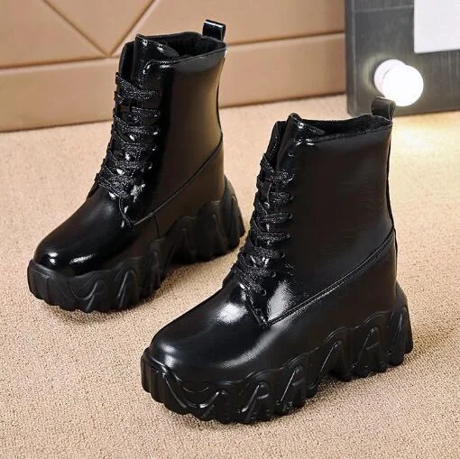 NEW Brand Woman Martin Boots Heel Shoes Women Sneakers Lace Up Winter Autumn Hidden Heels Shoes Daily Short Boots Woman Trainers