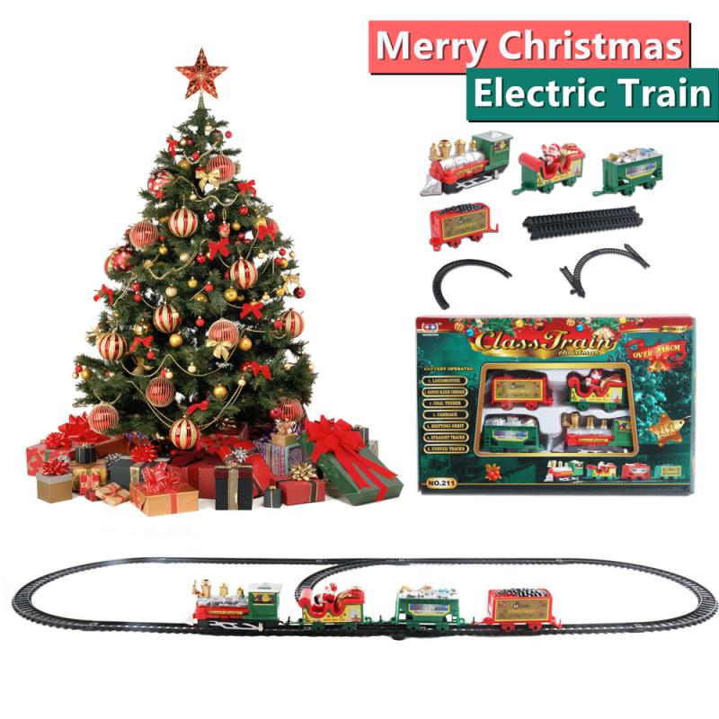 Tegooe Christmas Tree Hanging Electric Train Set with Sound and Light ABS Material