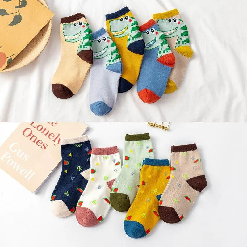 Kids Socks 5 Pair/lot Summer Thin Comfortable Breathable Cute Cartoon Socks Cotton Fashion Girls Socks Toddler Boys Socks Set