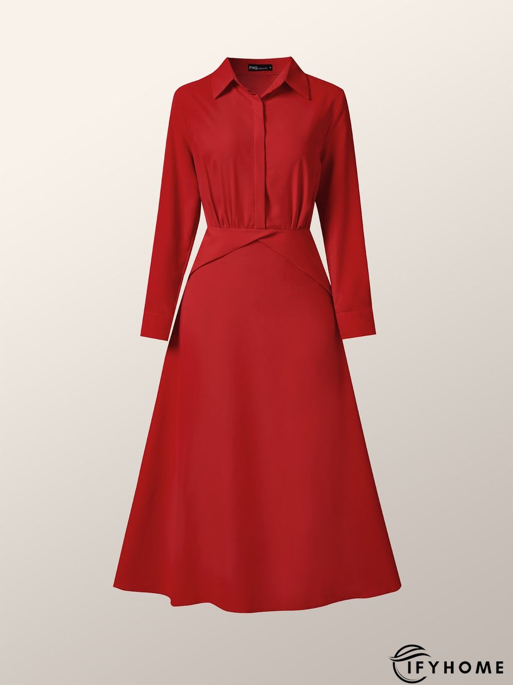 Shirt Collar Plain Elegant Maxi Dress | IFYHOME