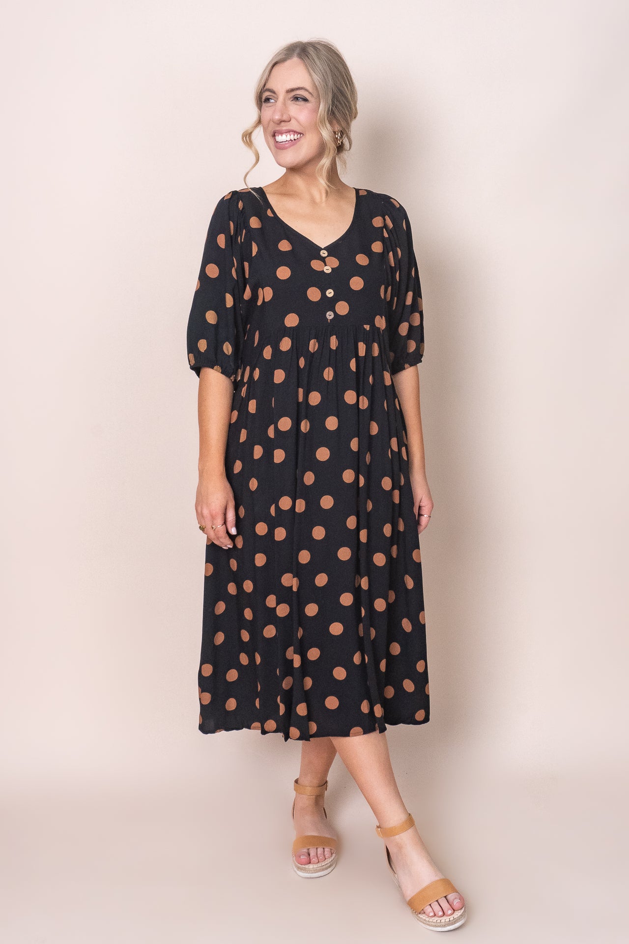 Daphine Midi Dress in Black