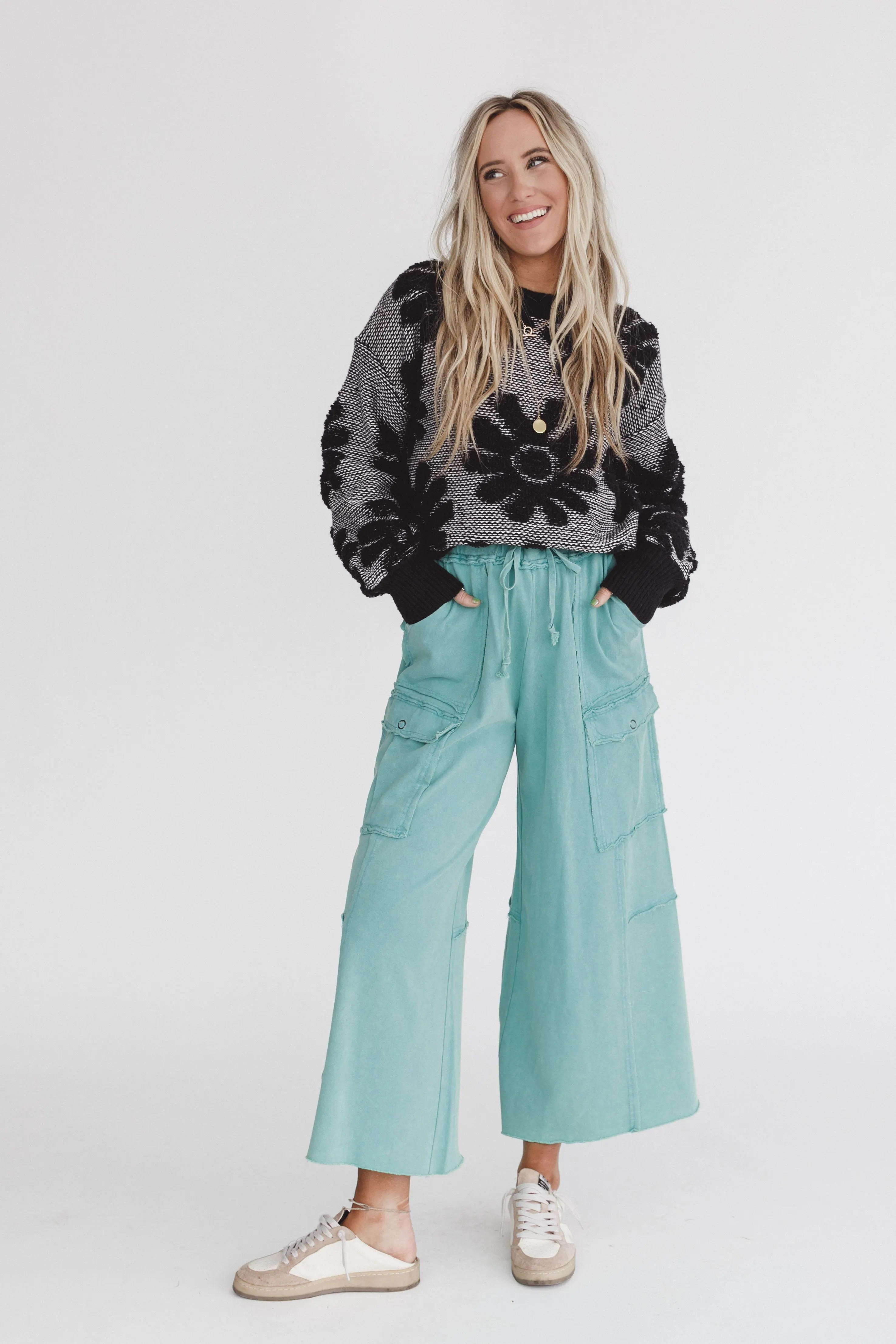 Game On Cargo Wide Leg Pant - Green