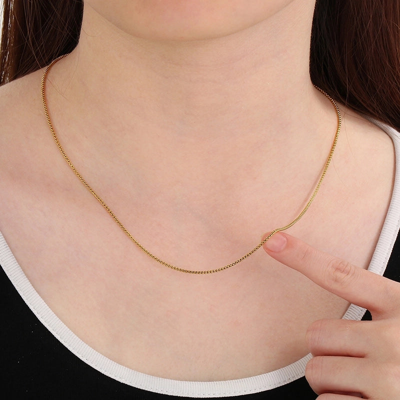 Fashion Classics Square Pearl Chain Men’s And Women’s Titanium Steel Necklace