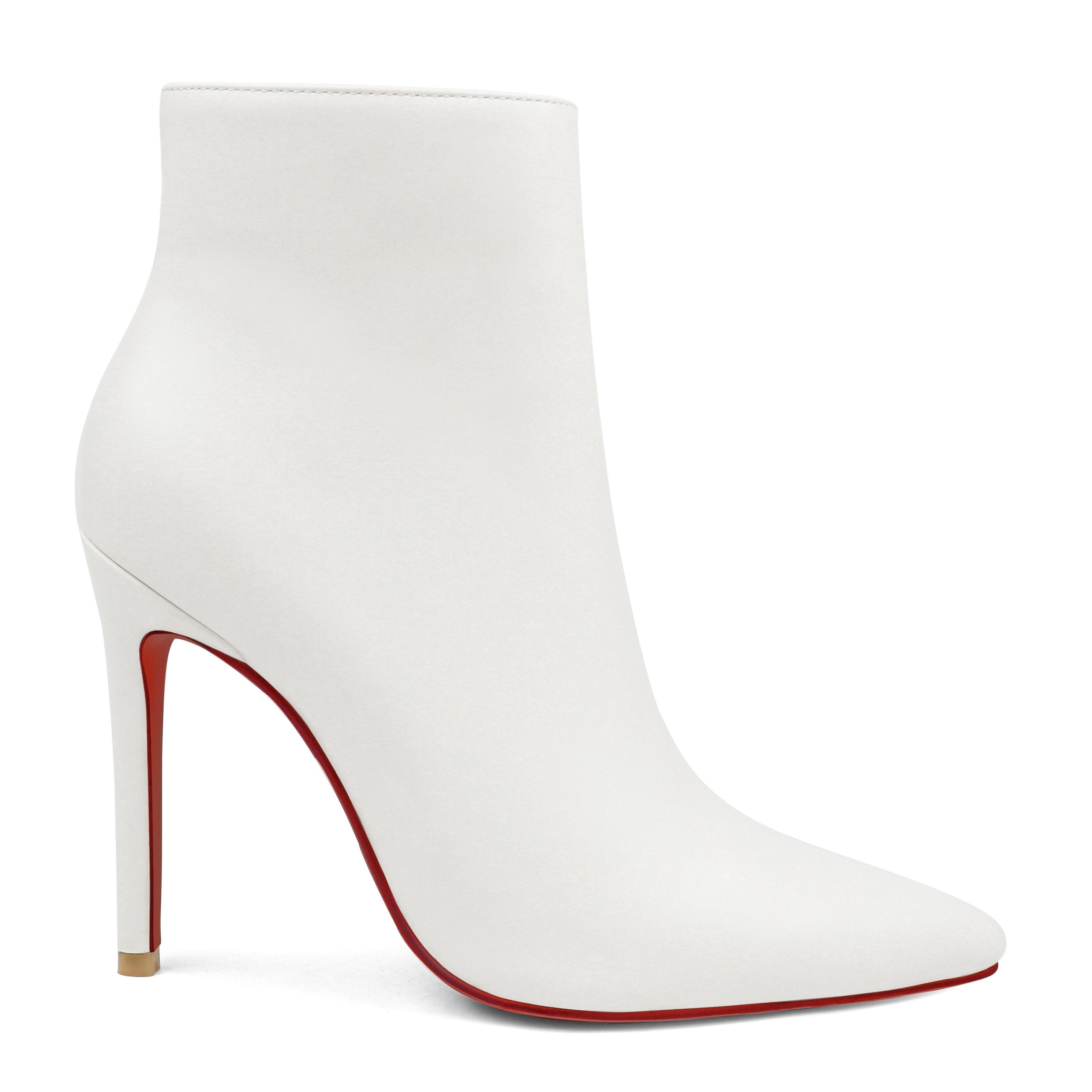 Women's Closed Pointed Toe Chain Studded Stiletto Ankle Boots Red Bottom Heels-MERUMOTE