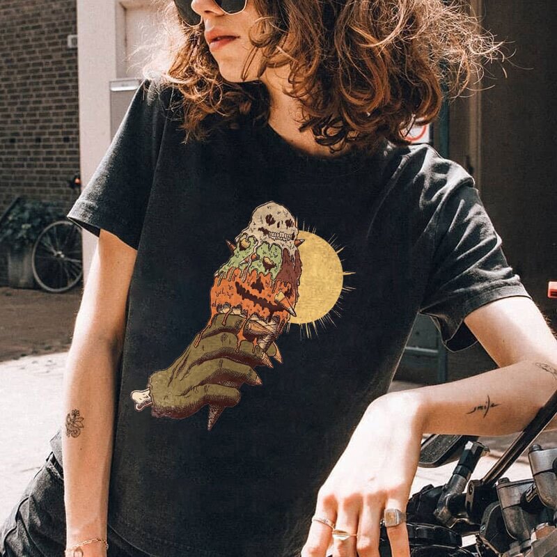 Halloween Devil Ice Cream Printed Women's T-shirt - Krazyskull