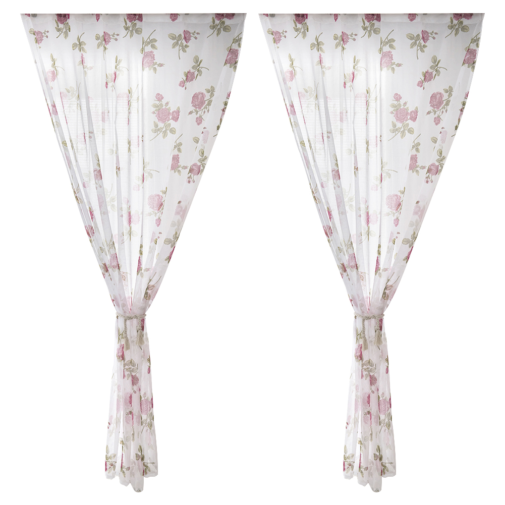 

1pc Flower Print Perforated Tulle Curtain Polyester Window Screen (1x2m, 501 Original