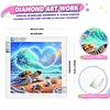 Heart Wave Turtle Family Special Shaped 5D DIY Partial Drill Diamond Painting Kits for Adults Beginners Home Decor Diamonds Dots Gem Art Kits 11.81 X11.81inch