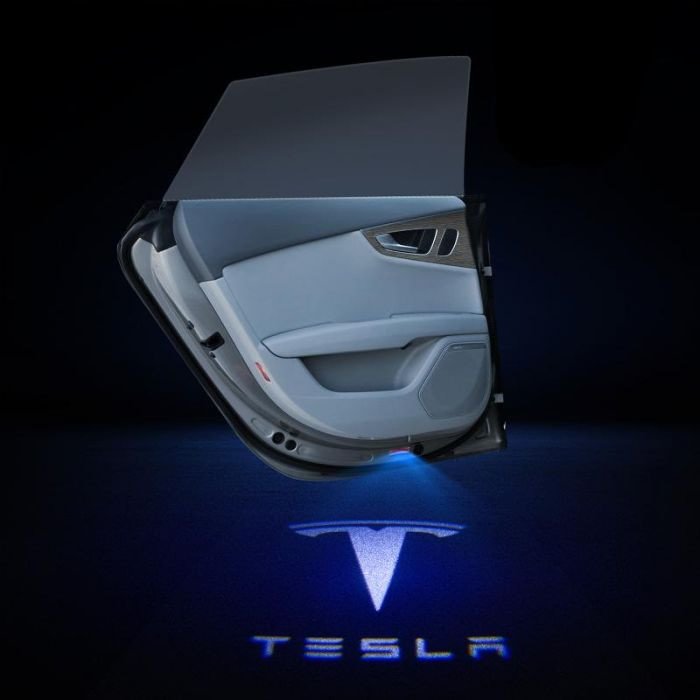 2X LED Car Door Welcome Light HD Logo Courtesy Projector Ghost Laser Tesla voiturehub dxncar