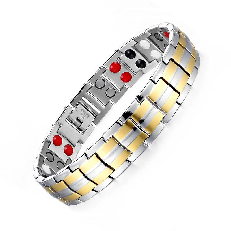 Special Fashion Simple Titanium Steel Bracelet Turtle Back Stainless Steel Bracelet Titanium Magnetic Negative Ion Energy Men’s Bracelet