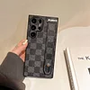 Fits S24/S23 leather plaid phone case