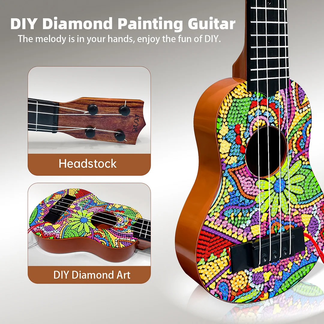 DIY Wooden Guitar Diamond Art Ornament Unique Gifts for Musicians (Flowerbed)
