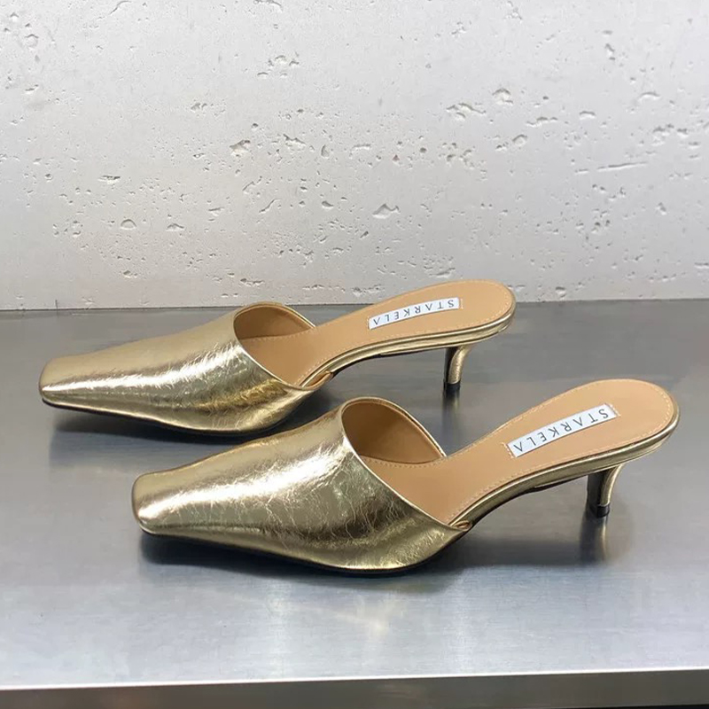 Women High Heels Slippers Designer Mules Shoes Woman's Heeled Sandals Summer 2025 Trend Fashion Slingback Sandalias De Mujer