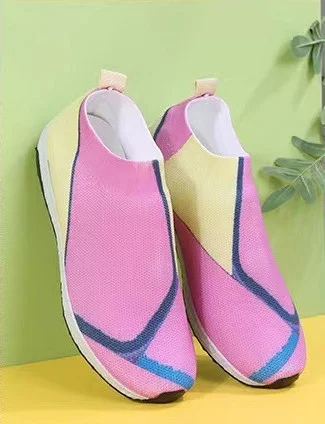 Color Block Slip-On Running Shoes, Multicolor Women's Athletic Shoes With Color Block Design