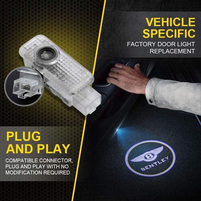 Car Projector Door Lamp Ghost Shadow Welcome Light For Bentley Wireless logo voiturehub dxncar