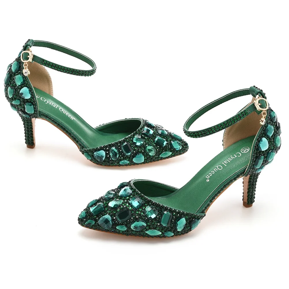 Breakj Breakj Cm Large-Size Sandals Fine Heel Head Water Drill High Heel Sandals Gold Water Drill High Heels Wedding Shoes